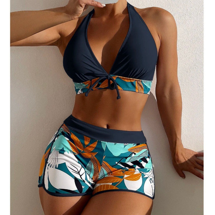 Women High-neck Bikini with Playful Floral Pattern Mune Fashion
