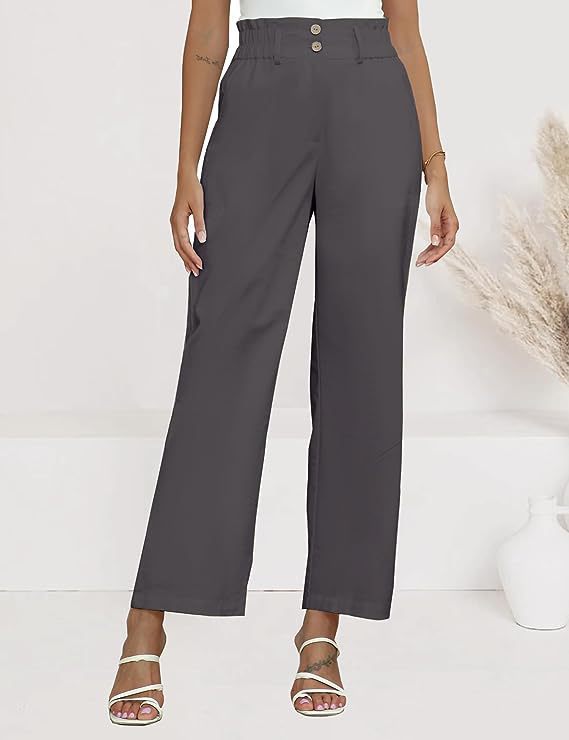 Women High-Waisted Paperbag Pants with Wide Leg Mune Fashion