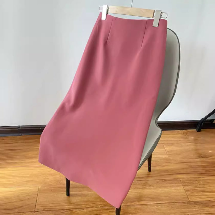 Women Tailored Midi Skirt in Straight Silhouette made of Fine Stretch-Crepe Mune Fashion