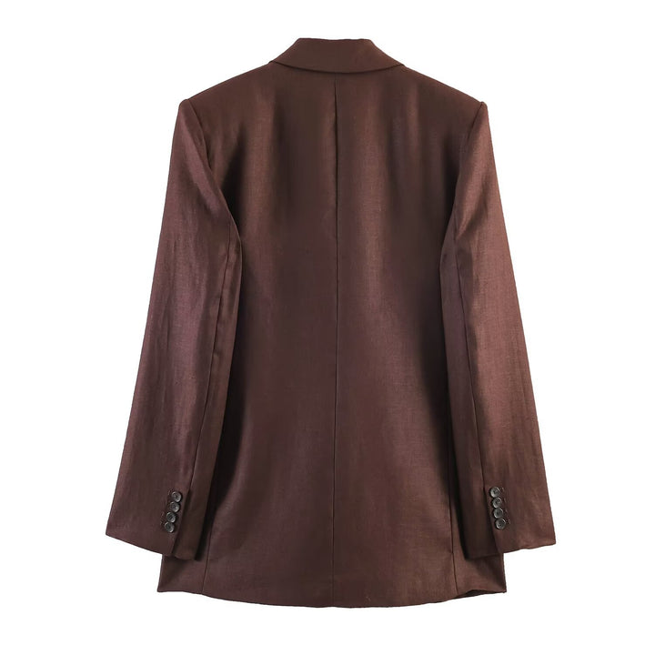 Women's Double-Breasted Blazer with Straight Cut Suit Pants Mune Fashion