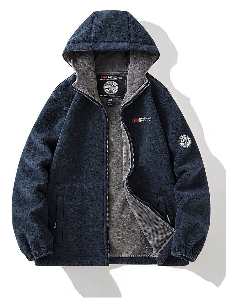 Women's fleece hooded jacket with warming microfleece inner side, full-length zipper and utility pockets Mune Fashion