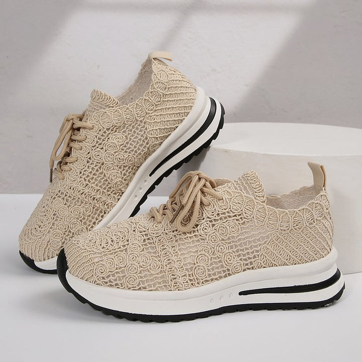 Women's knitted slip-on platform sneakers with breathable upper material and padded comfort insole Mune Fashion