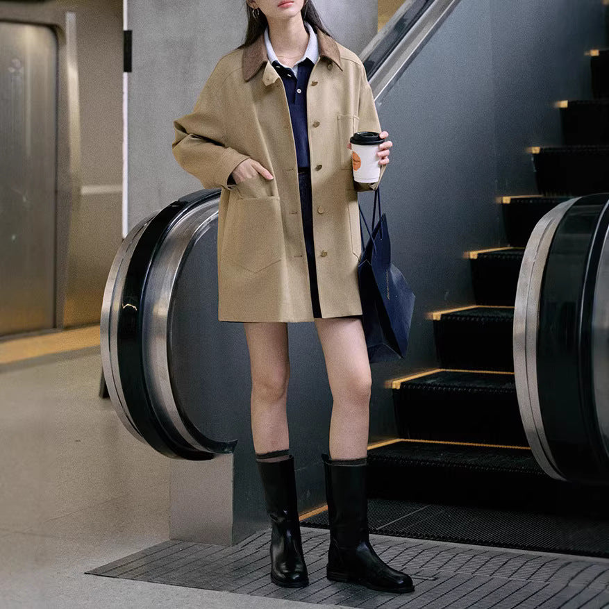 Women's Stylish Oversized Jacket with High Collar Mune Fashion