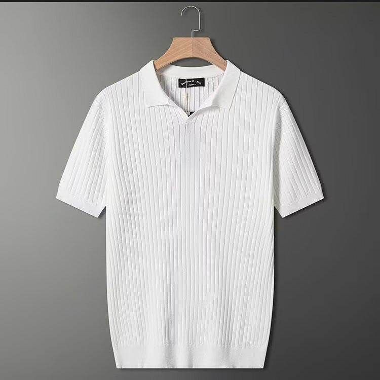 Men's Fashion Short Sleeve Knit Polo Shirt Mune Fashion