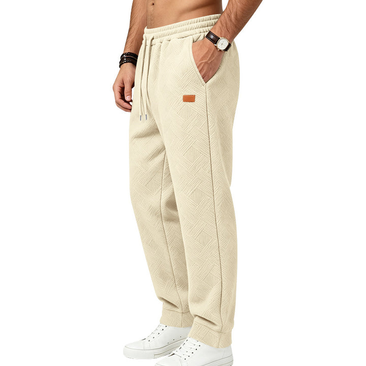 Men's Textured Jogging Pants with Elastic Waistband and Drawstring Mune Fashion