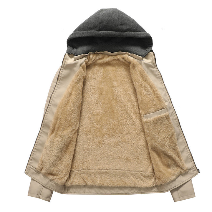 Men's faux leather jacket with hood and teddy lining Mune Fashion