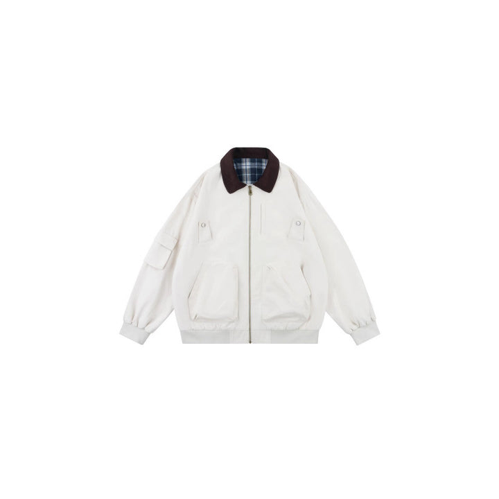 Unisex Oversized Blouson in Workwear style with cord collar and checked lined interior Mune Fashion