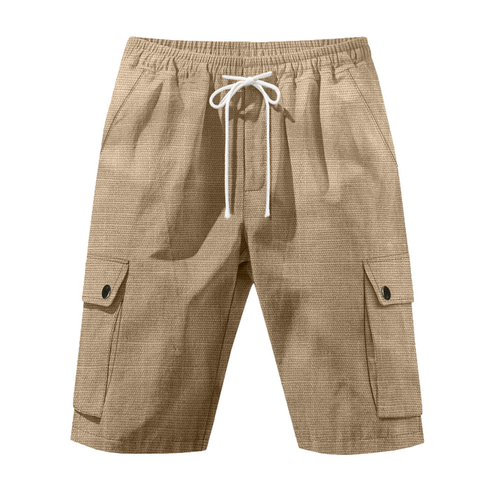 Men's non-utilitarian cargo shorts with elastic waistband, drawstring and patched flap pockets Mune Fashion