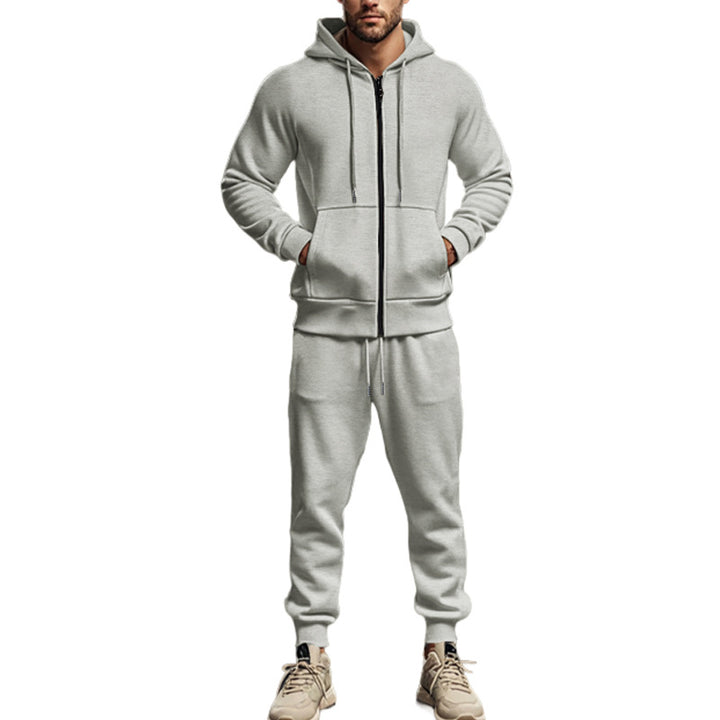 Men's Complete Sweatset with Zipper Hoodie and Tapered Jogging Pants Mune Fashion