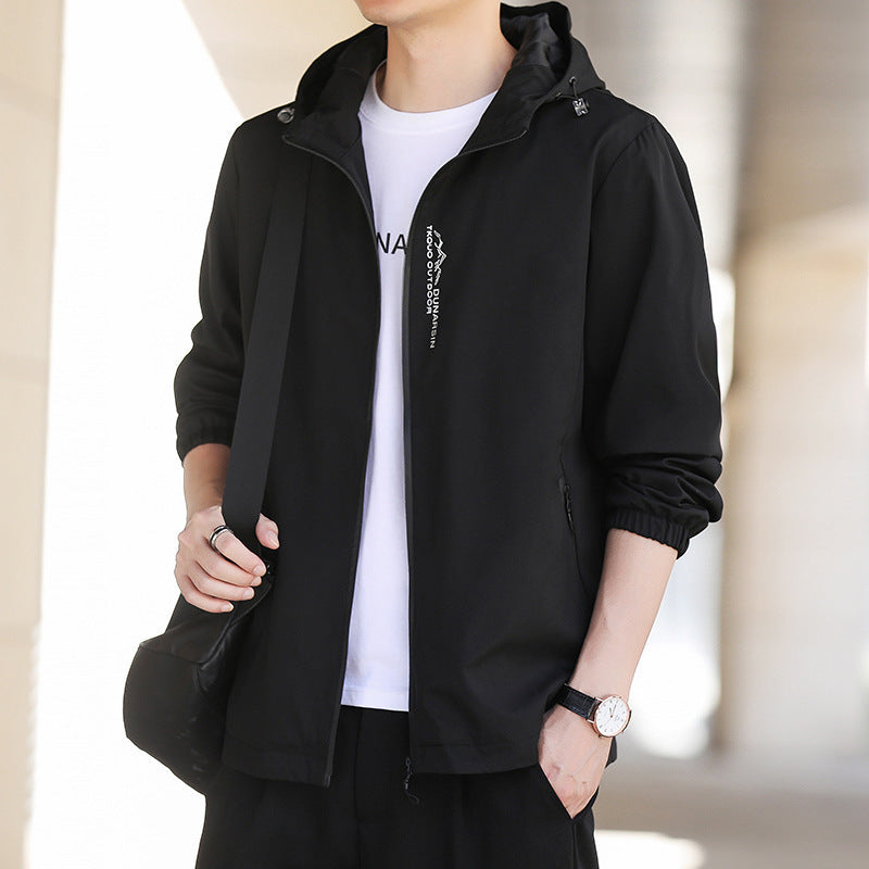 Men's Light Outdoor Jacket with Adjustable Hood Mune Fashion