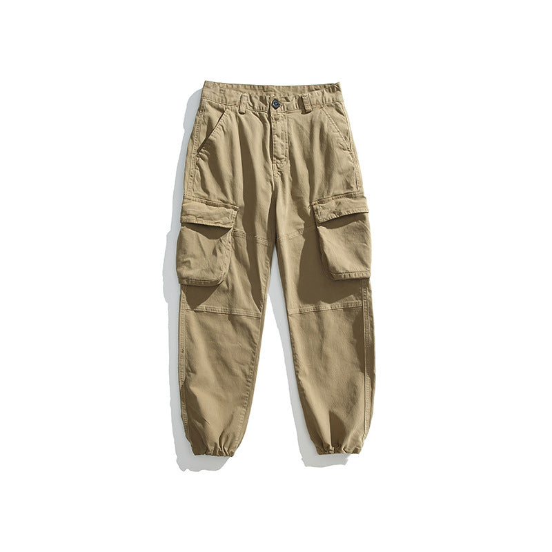 Men's Utility Cargo Jogger Pants with Elastic Ankle Cuffs and Multiple Flap Pockets Drune
