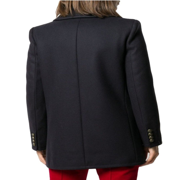 Women's Short Tailored Double-Breasted Wool Blend Peacoat with Maritime Details Mune Fashion