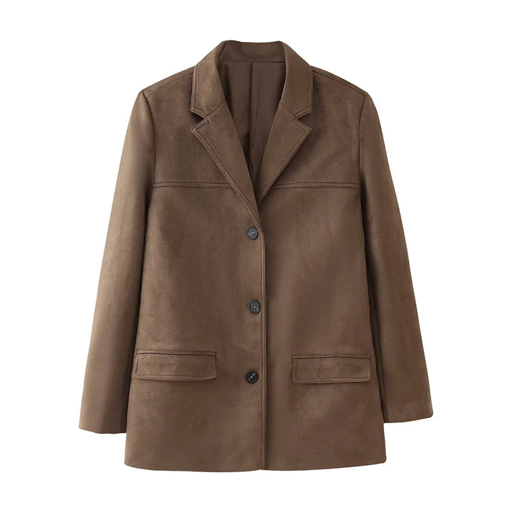 Women's nan kastiger Velvet blazer with lapel collar and patch pockets Mune Fashion