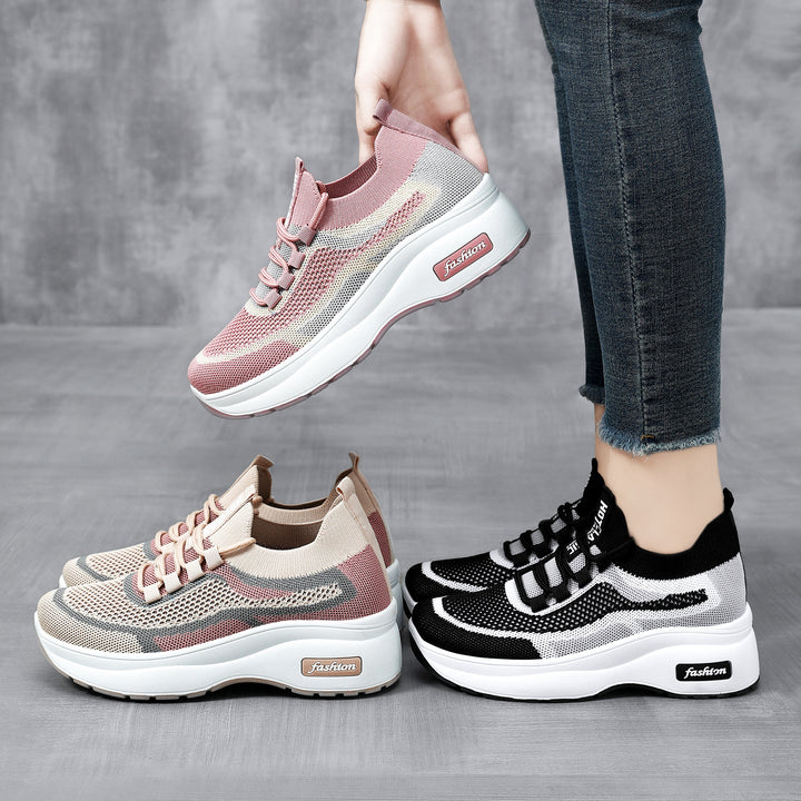 Women's knitted sock sneaker with ergonomic comfort sole and cushioning plateau midsole Mune Fashion