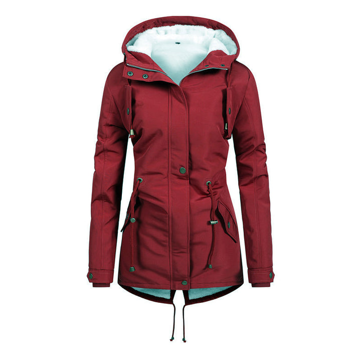 Women's Tailored Parka with Teddy Lining, Adjustable Hood and Drawstring