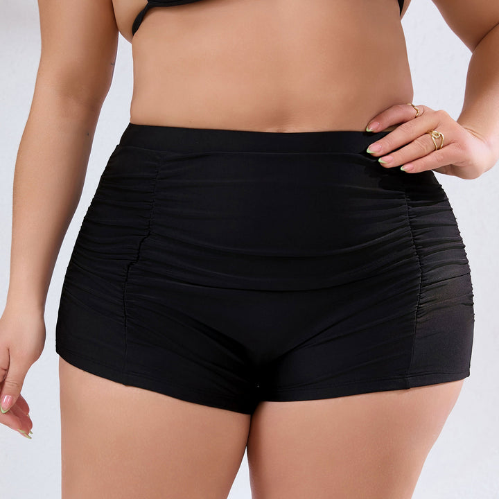 Women High-Waisted Swim Shorts with Subtle Ruffle Details Mune Fashion