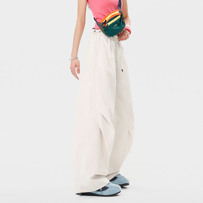 Women's wide technical cargo pants with drawstring waistband Mune Fashion