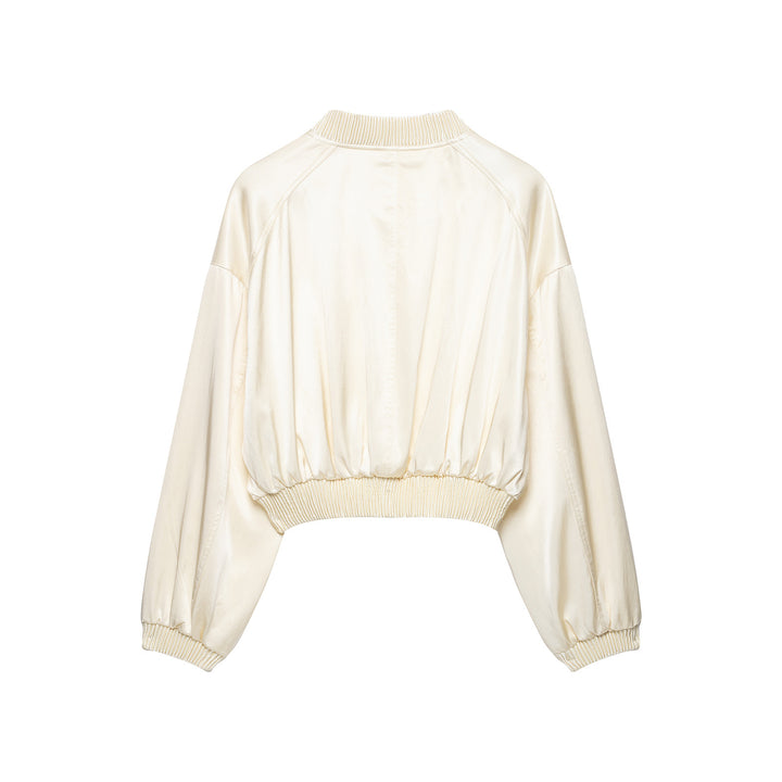 Women's short cropped bomber jacket with ribbed hem and dropped shoulder Drune