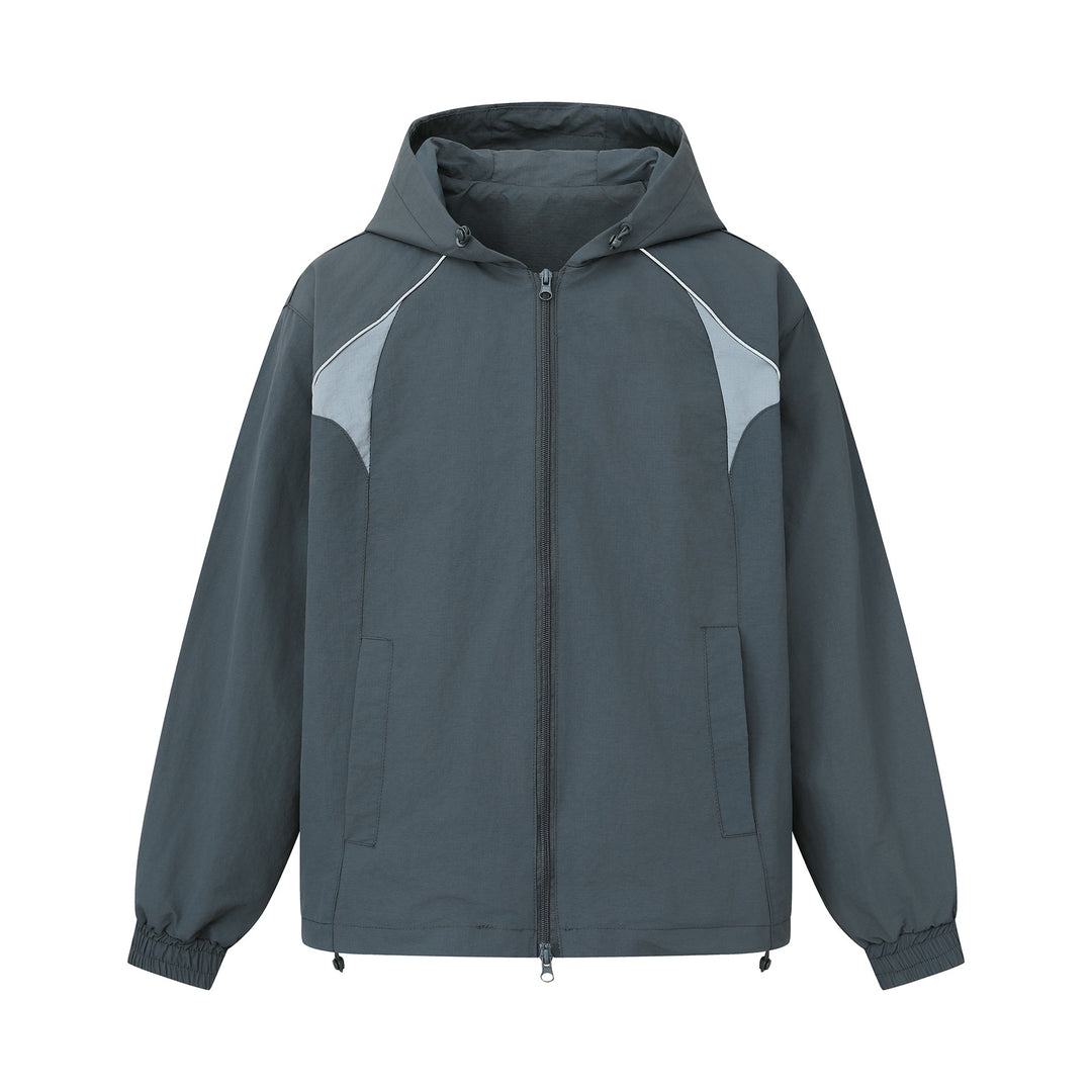 Unisex Lightweight Boxy Hooded Jacket with Two-Way Zipper and Drawstring Hem Mune Fashion