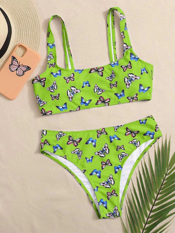 Women's bikini set with colorful butterfly pattern Mune Fashion