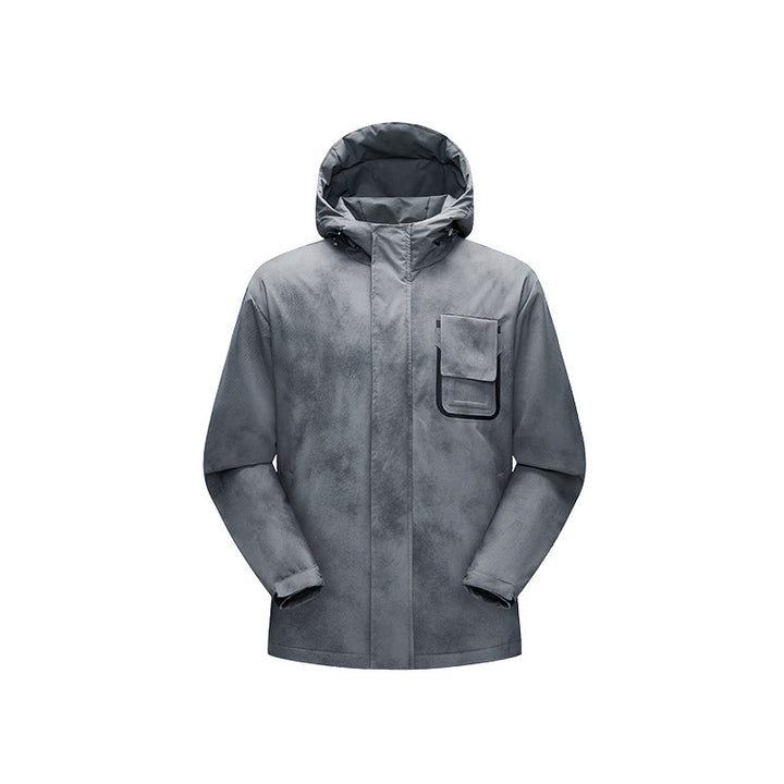 Men's minimalist technical shell jacket with hood and utility chest pocket Mune Fashion