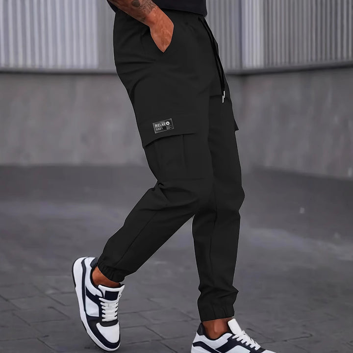 Men's cargo jogging pants with elastic waistband, cargo pockets & drawstring Mune Fashion