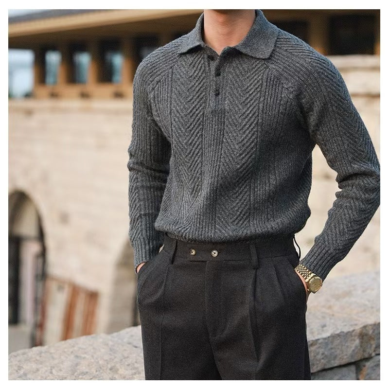 Men's Fashionable Knit Sweater with Quilted Pattern Mune Fashion