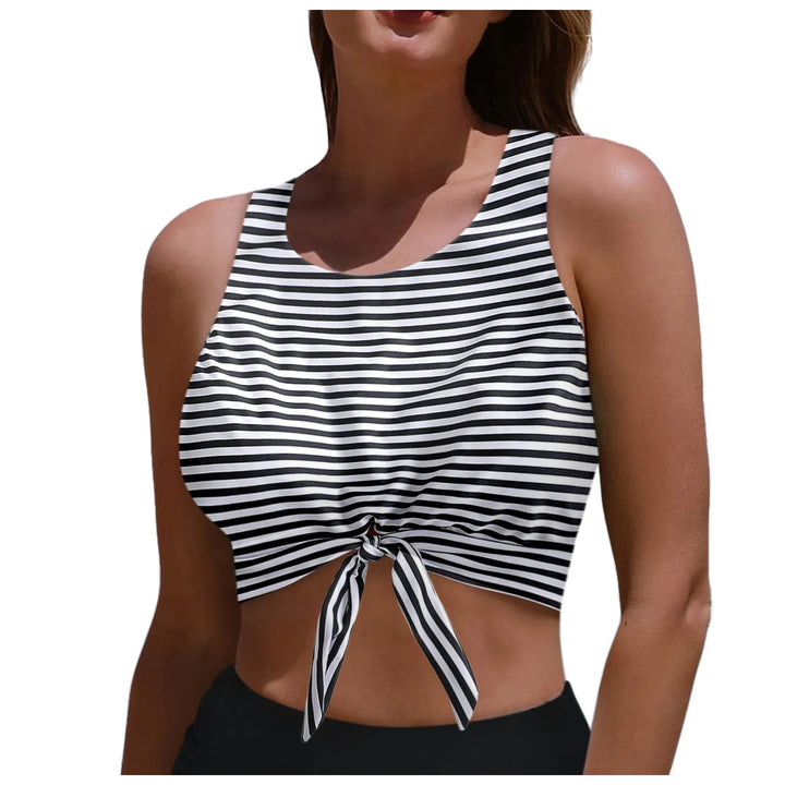 Women's Sporty Crop Top with Loop Tie Mune Fashion
