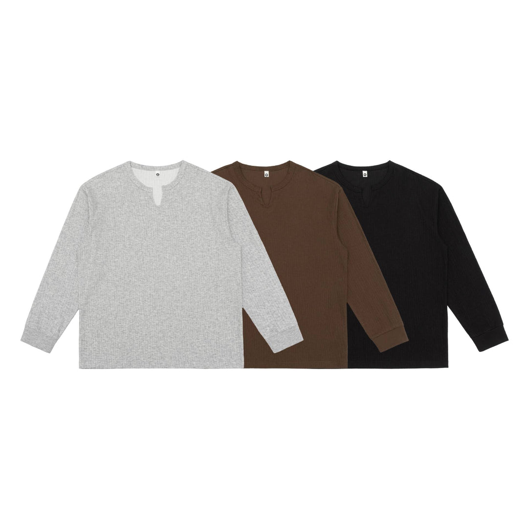 Unisex Lightweight Structured Long Sleeve Shirt with Slit Collar and Ribbed Cuffs Mune Fashion