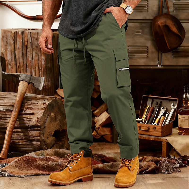 Men's Cargo Jogging Pants with Multifunctional Zipper Pockets & Elastic Cuffs