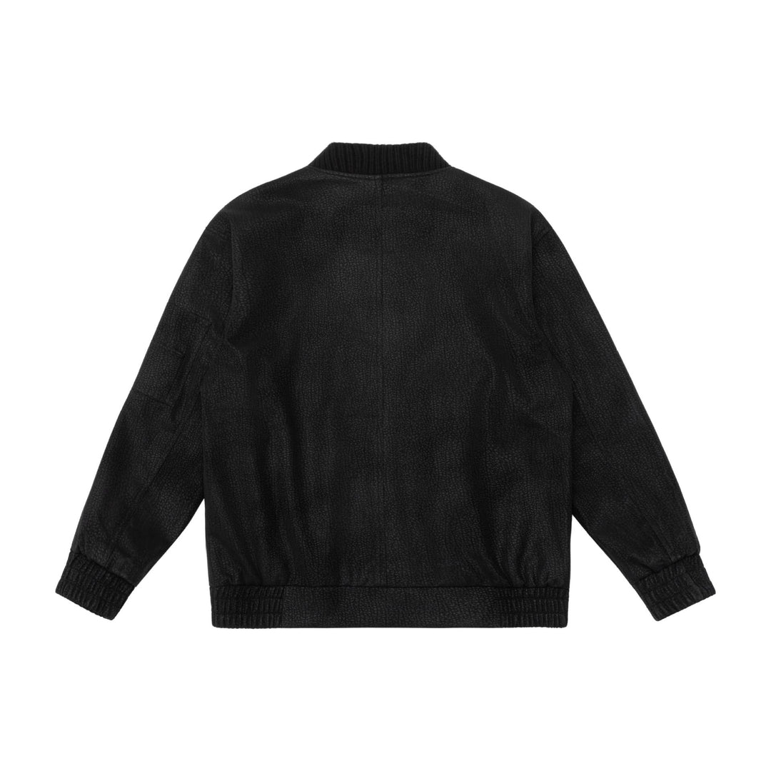 Unisex short bomber jacket with textured suede look and ribbed collar Mune Fashion