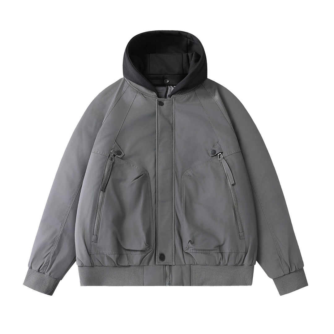 Men's Boxy Utility Bomber with quilted thermal insulation, integrated hood, and concealed zippers Mune Fashion