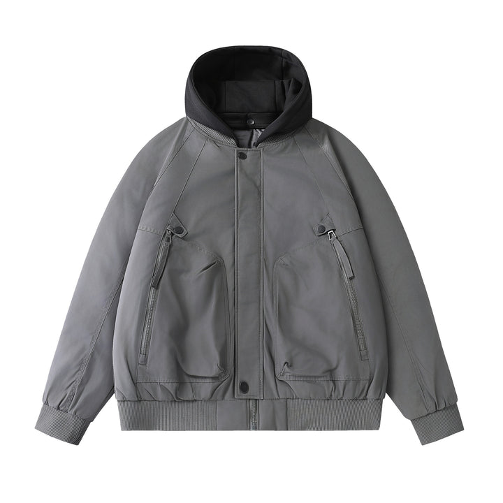 Men's Boxy Utility Bomber with quilted thermal insulation, integrated hood, and concealed zippers Mune Fashion