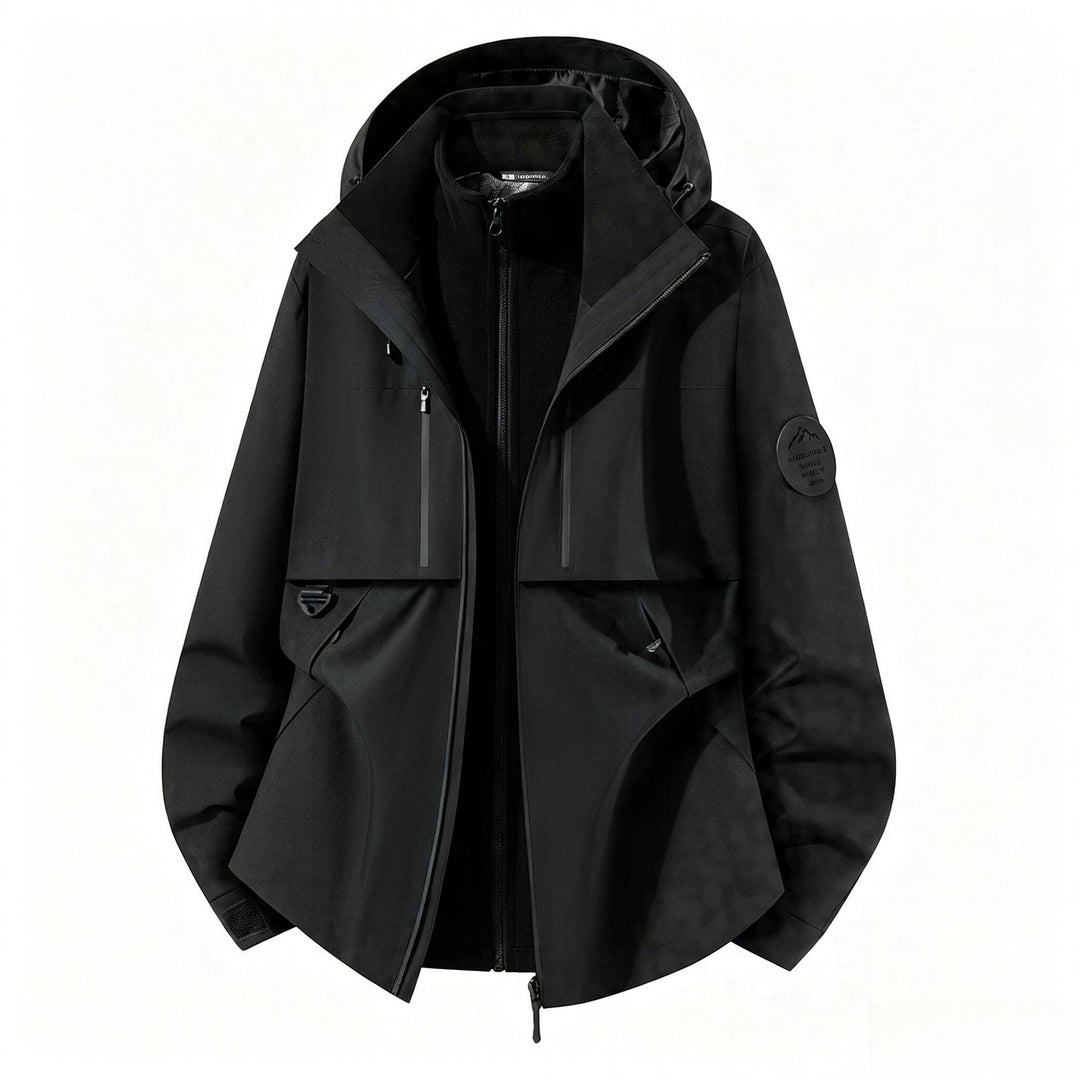 Men's three-layer softshell outdoor jacket with removable fleece lining and hood Mune Fashion