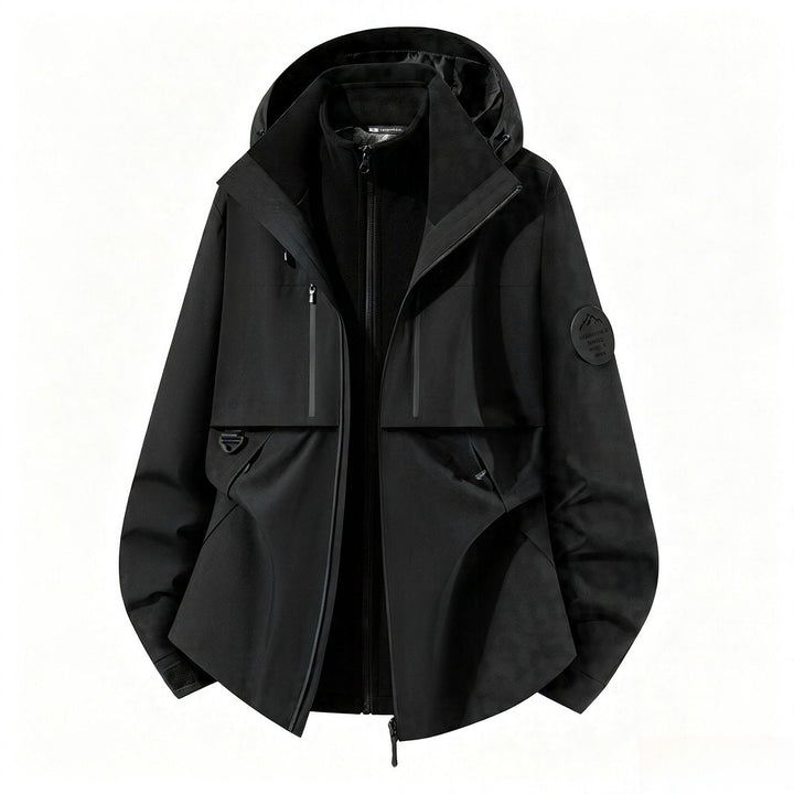 Men's three-layer softshell outdoor jacket with removable fleece lining and hood Mune Fashion