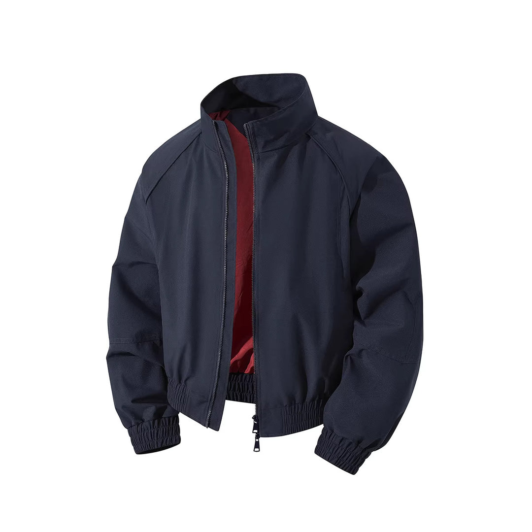 Men's lightweight windbreaker with high collar, two-way zipper and elastic drawstring waist Mune Fashion