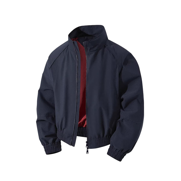 Men's lightweight windbreaker with high collar, two-way zipper and elastic drawstring waist Mune Fashion