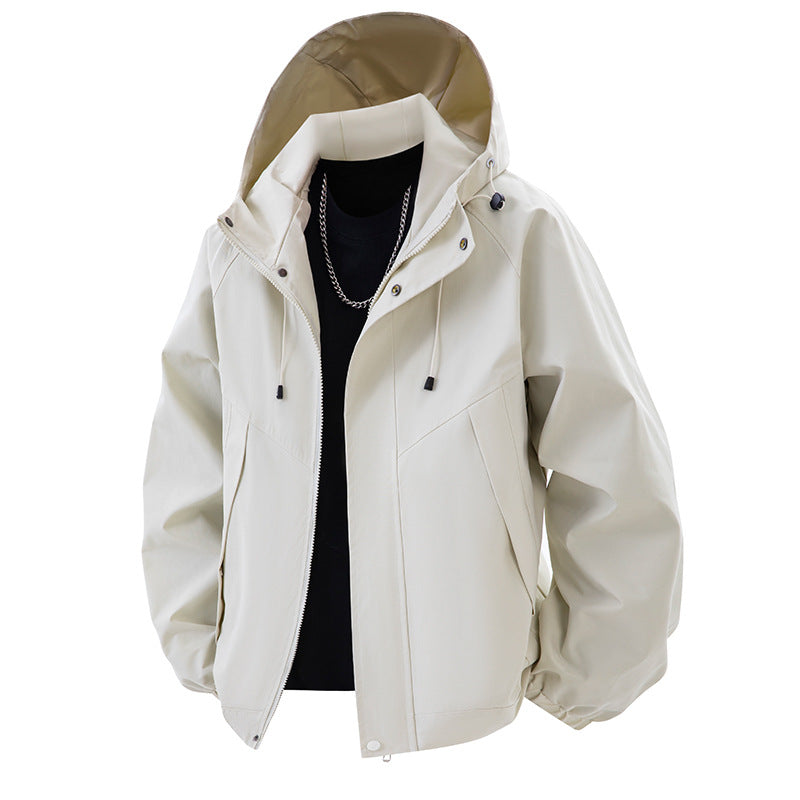 Men's Lightweight Waterproof Hooded Jacket in Oversized Cut with Elastic Cuffs & Concealed Zipper Mune Fashion