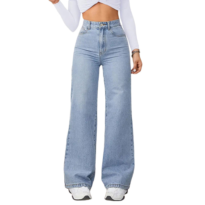 Women High-Waist Wide-Jeans with Straight Leg Mune Fashion