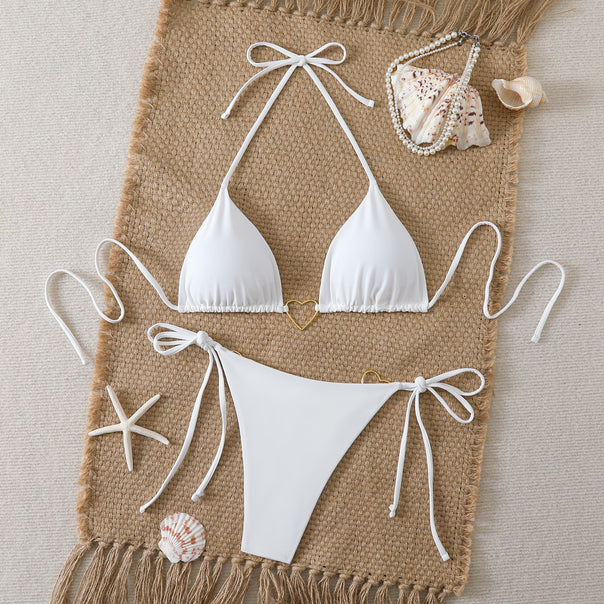 Women's triangle bikini with fashionable heart accents Mune Fashion