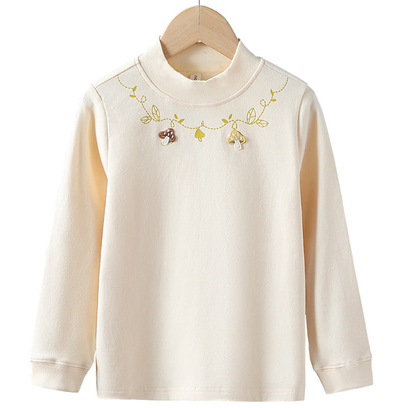 Girl Long Sleeve Shirt with Floral Appliqué Design Mune Fashion