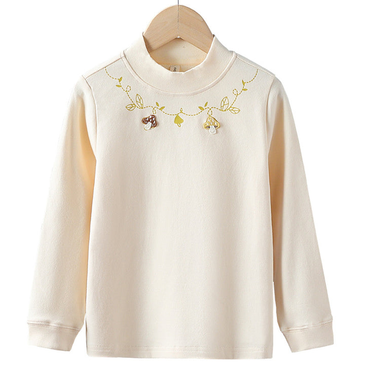 Girl Long Sleeve Shirt with Floral Appliqué Design Mune Fashion