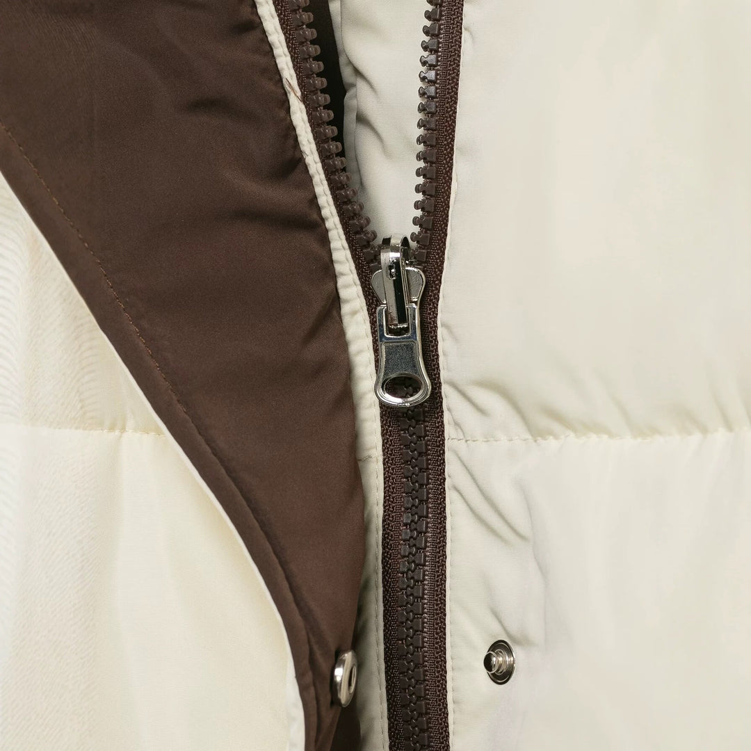 Women's Short Oversized Quilted Jacket with High Collar and Detachable Hood Drune