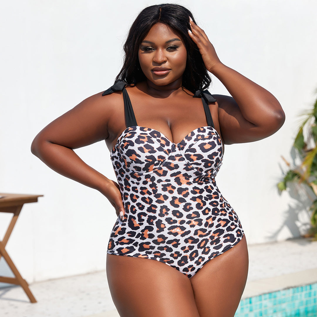 Women's One-Piece Swimsuit with Sophisticated Leopard Print Mune Fashion