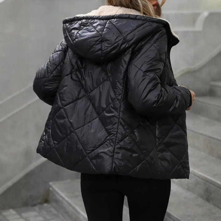 Women's quilted jacket with teddy fur lining and hood Mune Fashion