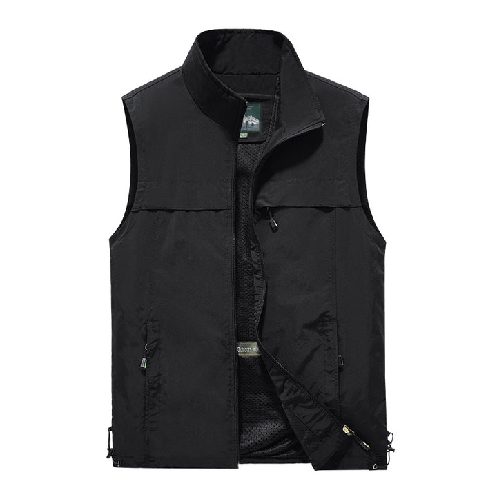 Men's lightweight windproof outdoor vest with stand-up collar and zipper pockets Mune Fashion
