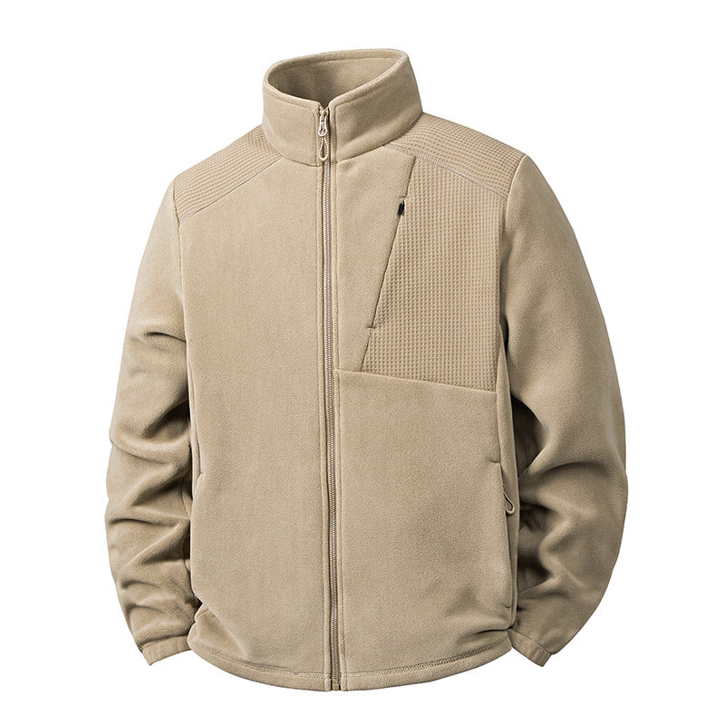 Men's fleece jacket with stand-up collar and reinforced shoulder panels Mune Fashion