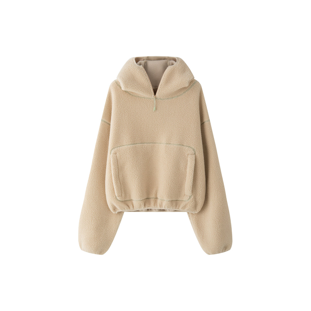 Women's Cozy Teddy Fleece Hoodie with High Hood and Kangaroo Pockets