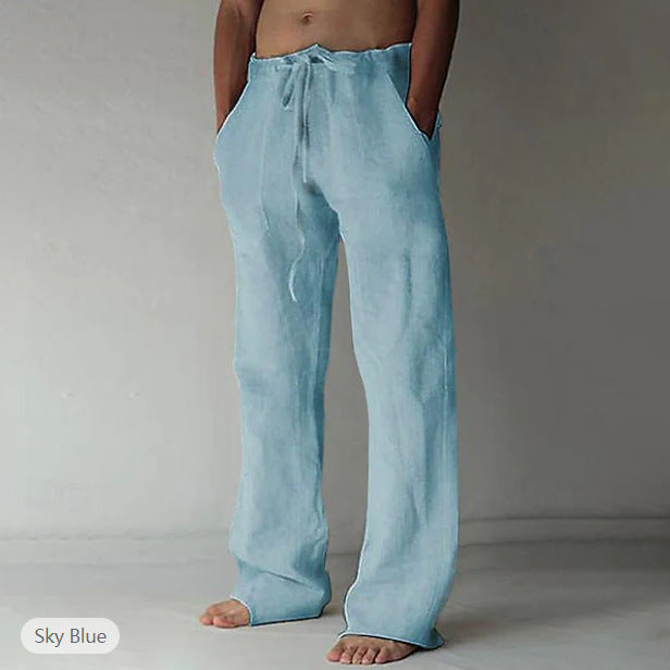 Men's linen pants with a loose fit, drawstring, and side pockets Mune Fashion