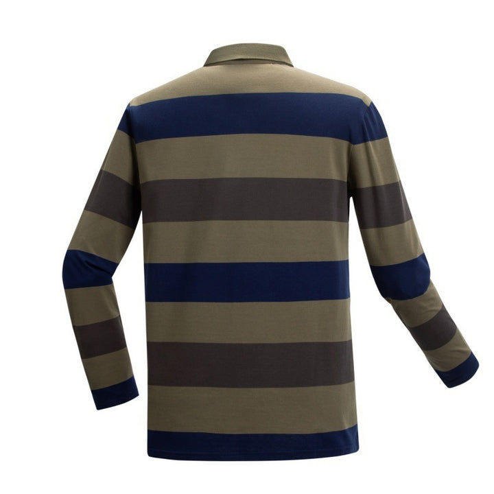 Men's Long Sleeve Polo Shirt with Stripes Mune Fashion